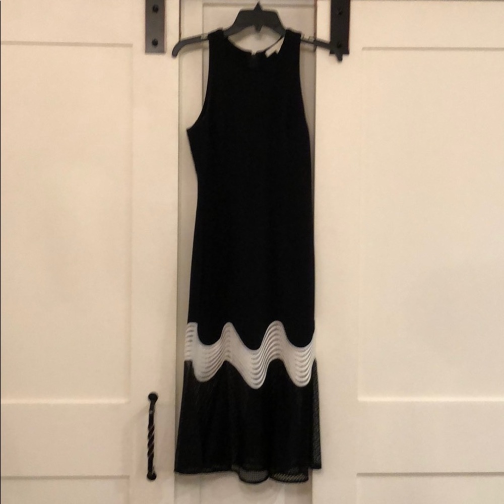 Black and white mesh trim dress